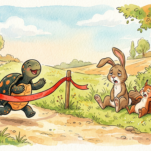 Spotty the Turtle Wins a Race