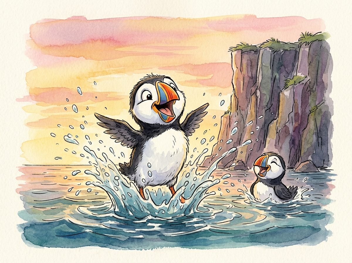 The Puffin's First Dive — children's audio story for ages 6-8