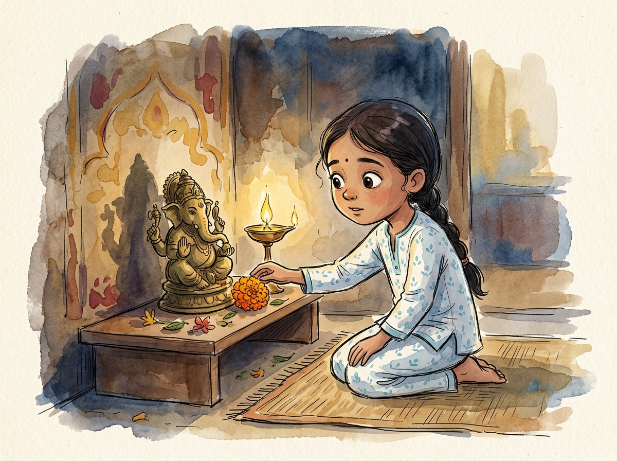 The Puja at Sunrise — children's audio story for ages 6-8