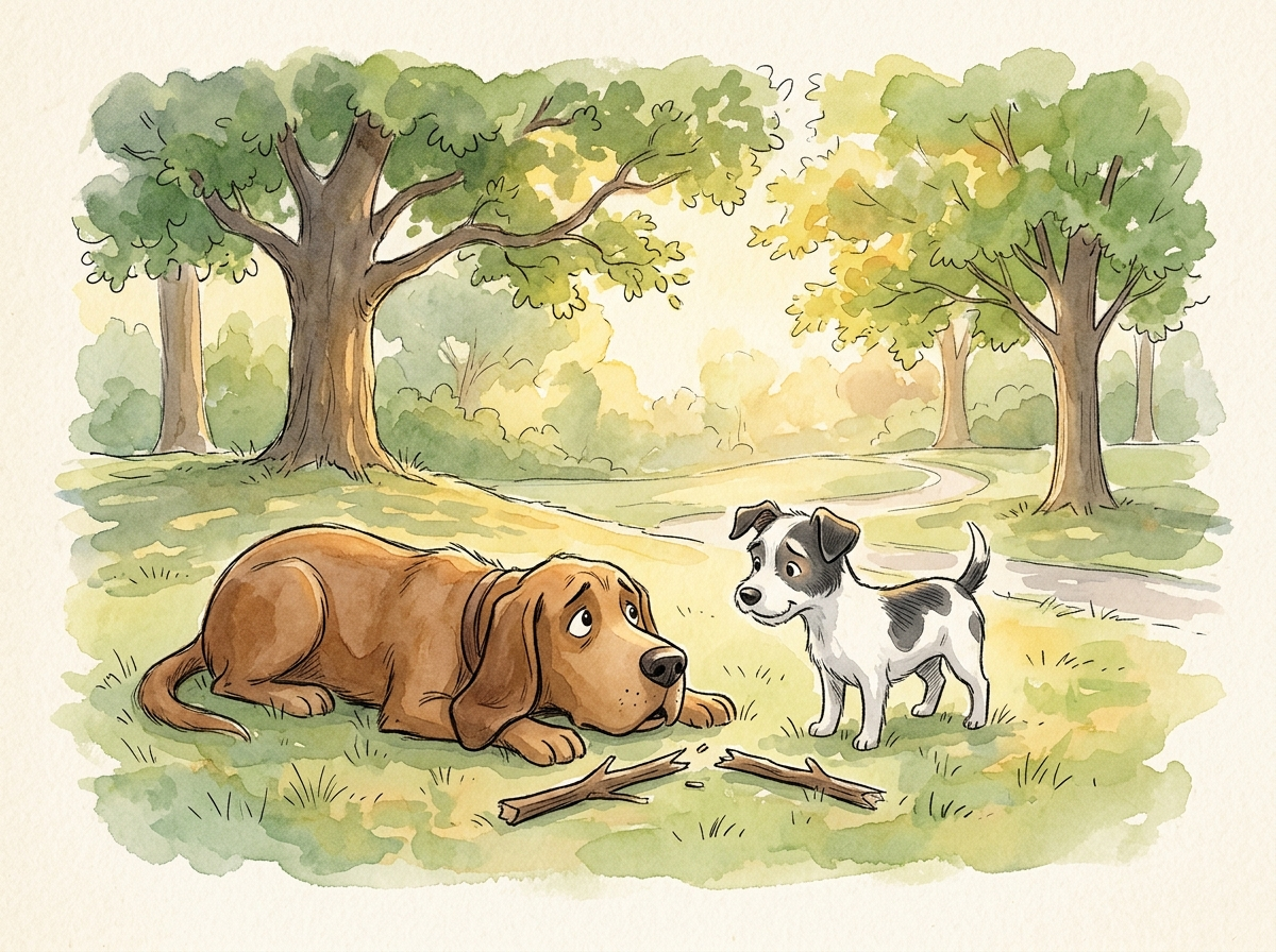 Two Dogs, One Stick — children's audio story for ages 3-5